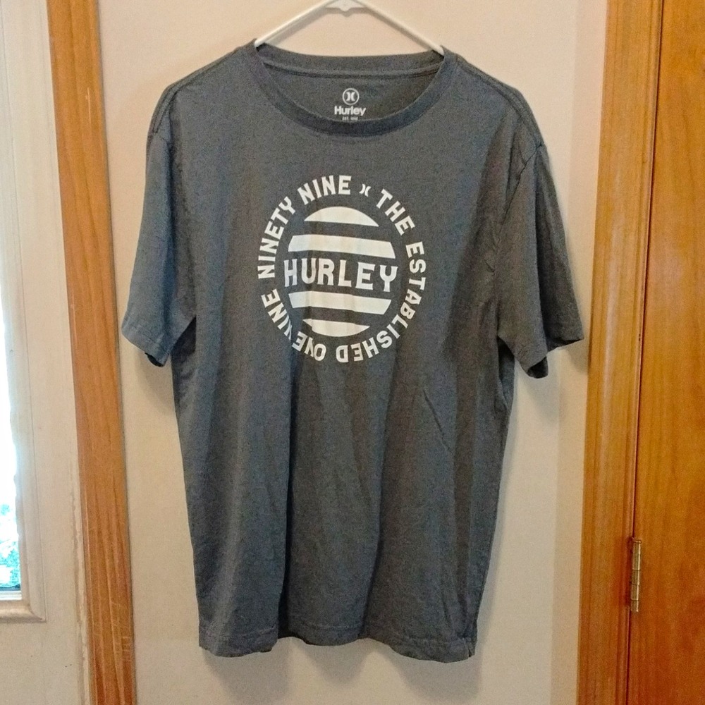 Hurley Cotton Jersey Regular Fit Gray Graphic Logo Crew Neck Men's T-Shirt M